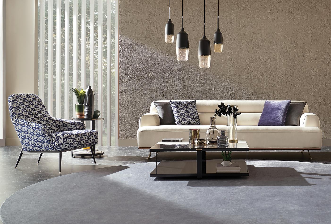 Valdera 3 Seater Sofa | Modern Cream Sofa with Gold Accents – Enza Home ...